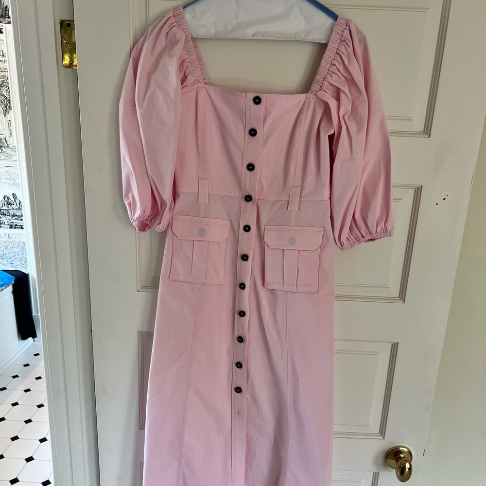 GANNI pink button down dress 34